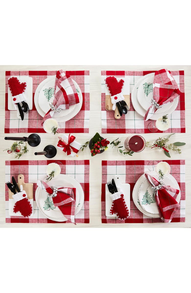 Solino Home Linen Dinner Napkins - Very Merry Plaid, 18" x 18" Inch, Alternate, color, Very Merry
