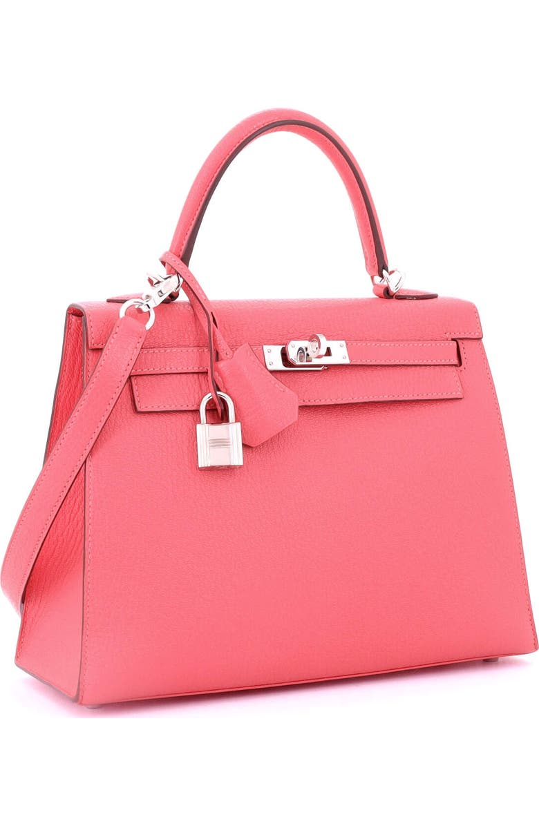 Pre-Owned Hermes Kelly Handbag Pink Chevre Mysore with Palladium Hardware 25, Alternate, color, Rose Azalee