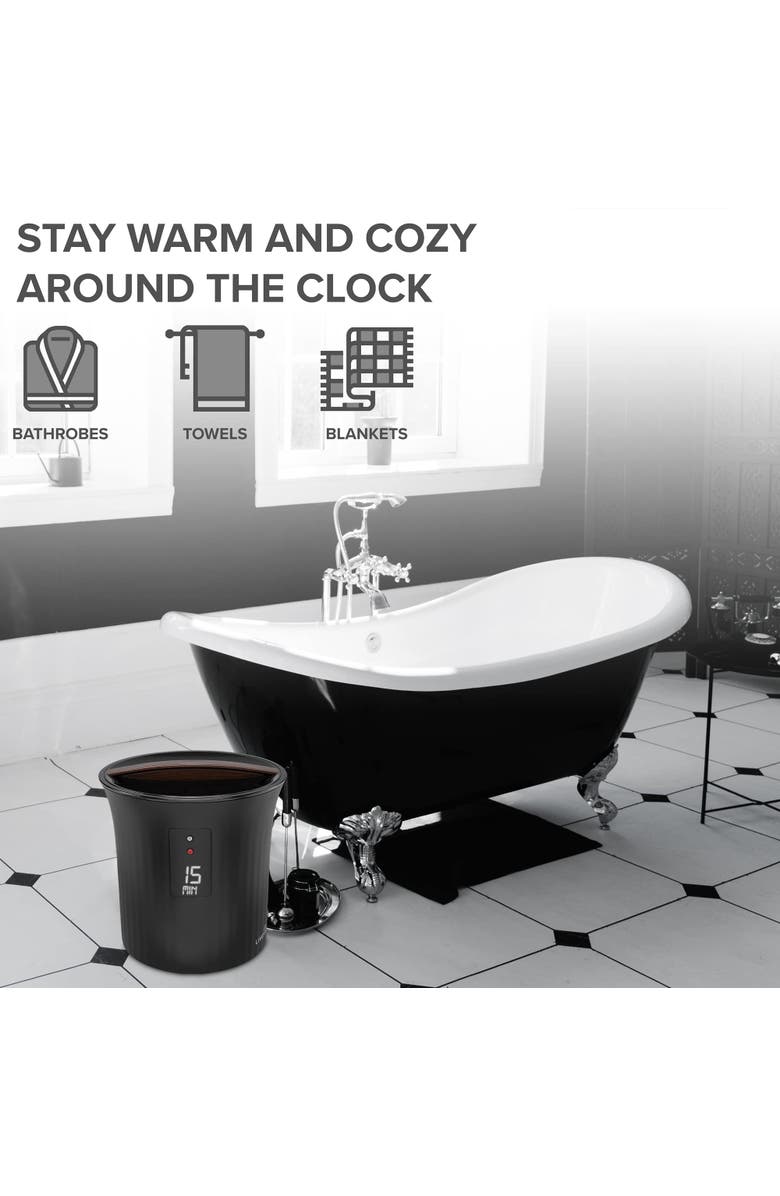 Live Fine Small Bucket Style Towel Warmer, Alternate, color, Black