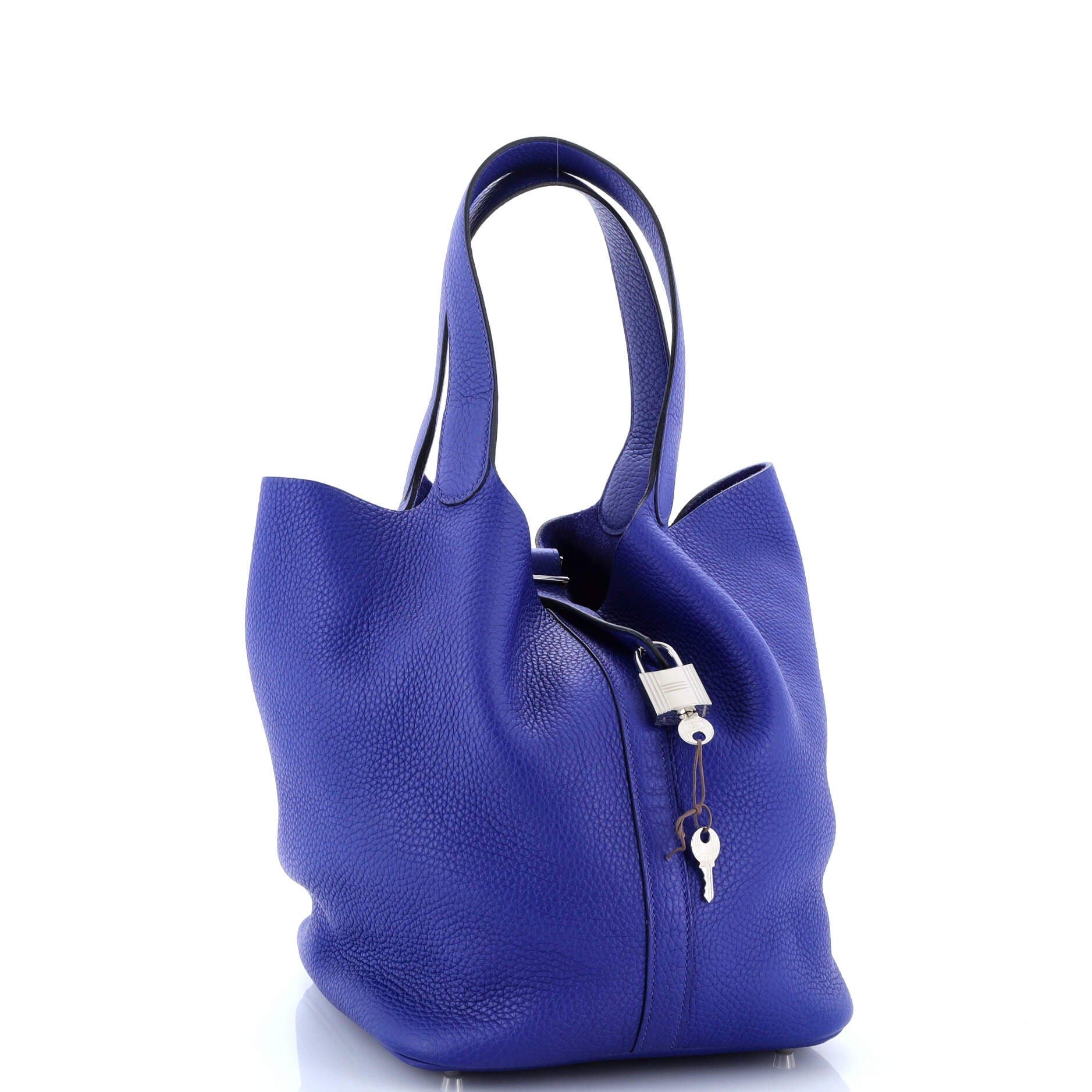 Pre-Owned Hermes Picotin Lock Bag Clemence GM, Alternate, color, Bleu Electrique