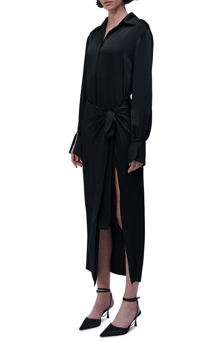 Simkhai Samba Tie Waist Long Sleeve Satin Maxi Dress, Alternate, color,