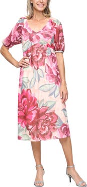 SL FASHIONS Floral Chiffon Cocktail Dress