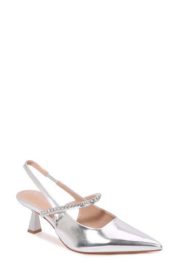 BERNESS BERNESS CAMILLE RHINESTONE POINTED TOE SLINGBACK PUMP 