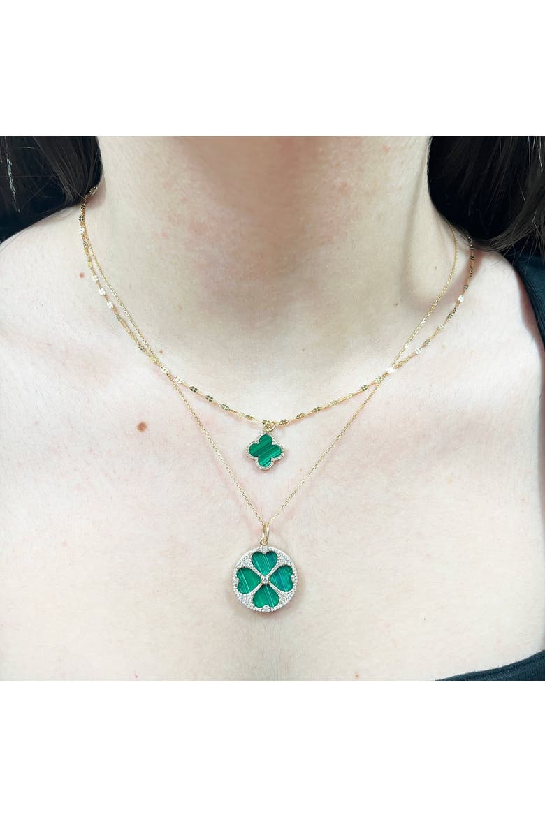 Malachite Diamond Clover Charm, Alternate, color, Malachite