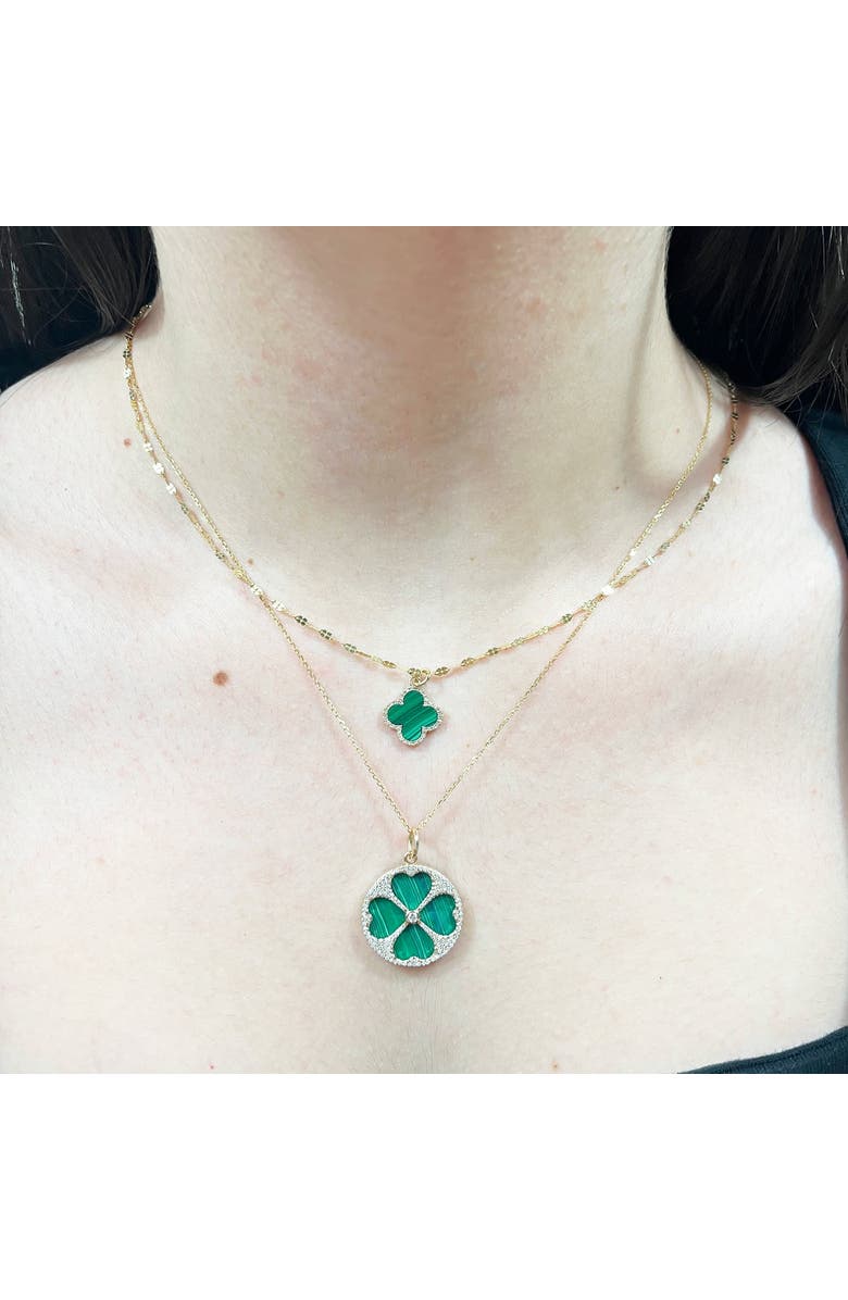The Lovery Fine Jewelry Malachite Diamond Clover Charm, Alternate, color, Malachite