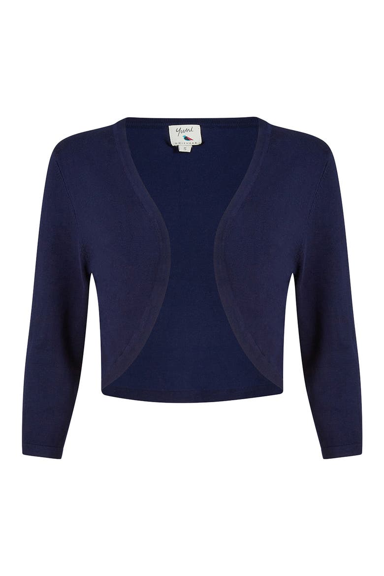 3/4 Sleeve Knitted Curve Bolero, Alternate, color, Navy
