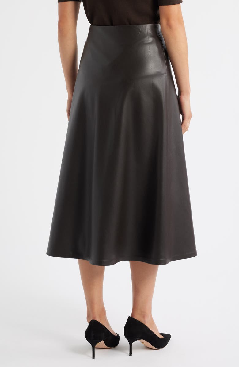 Anne Klein Faux Leather Bias A-Line Midi Skirt, Alternate, color, Deep Mahogany