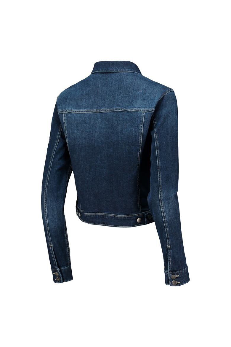 Women's Lusso Blue NBA 75th Anniversary Georgie Swarovski Crystals Denim Button-Up Jacket, Alternate, color, Blue