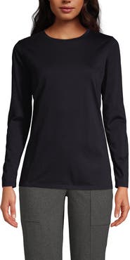 Lands' End Relaxed Supima Cotton Long Sleeve Crew Neck T-Shirt