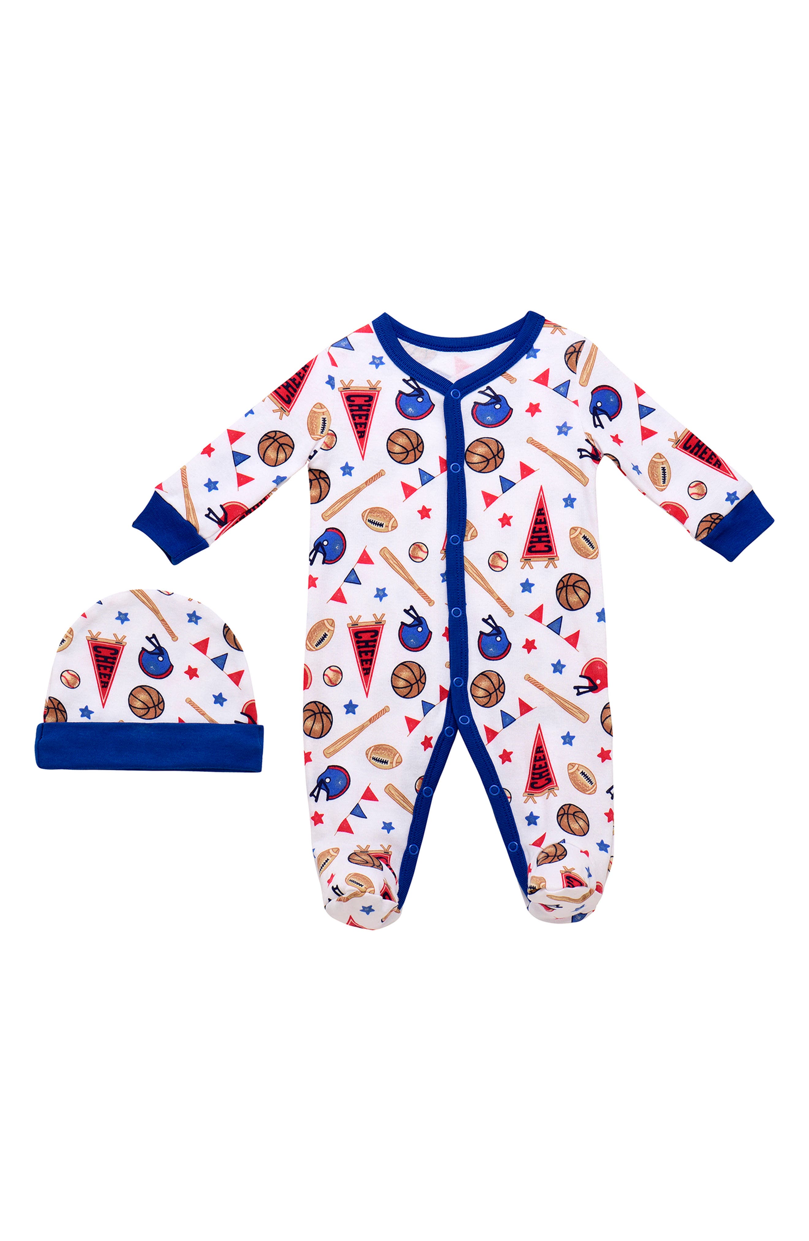 BABY STARTERS Allover Print Coverall & Knit Cap Set