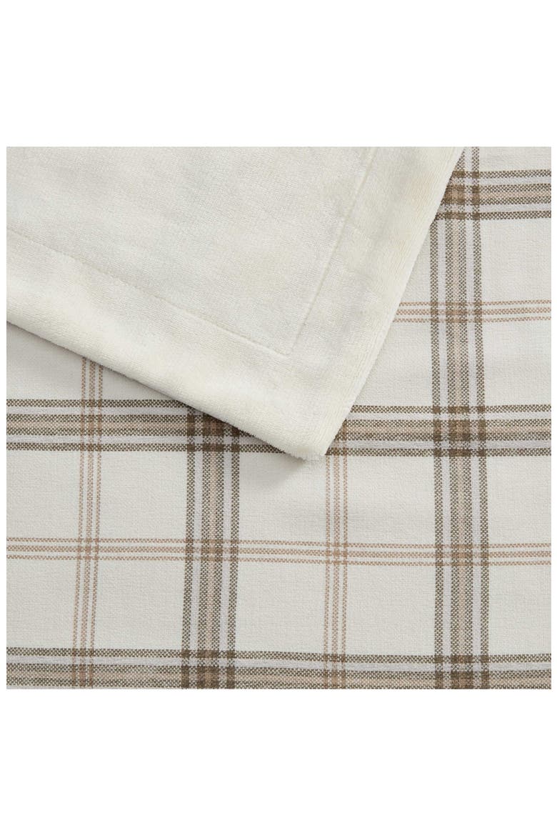 Maren Plaid Microfiber Chenille Throw Blanket, Alternate, color, WHITE/ BIRDS NEST BROWN
