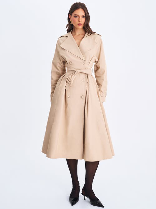 Miss Circle Ulila Double-breasted Pleated Cotton-blend Trench Coat In Neutral