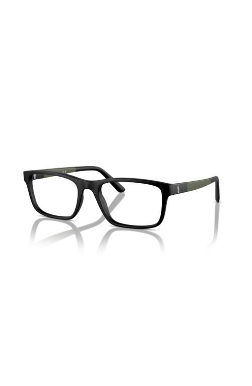 Polo Ralph Lauren 55mm Rectangle Optical Glasses In Black