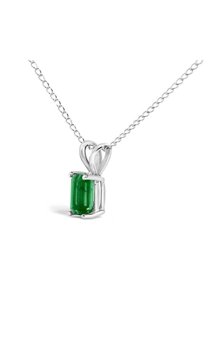Haus of Brilliance 14K Gold 6x4MM Emerald Cut Gemstone Solitaire Pendant Necklace, Alternate, color, Green Emerald | White