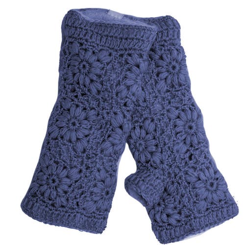 Nirvana Designs Flower Crochet Handwarmers In Charcoal