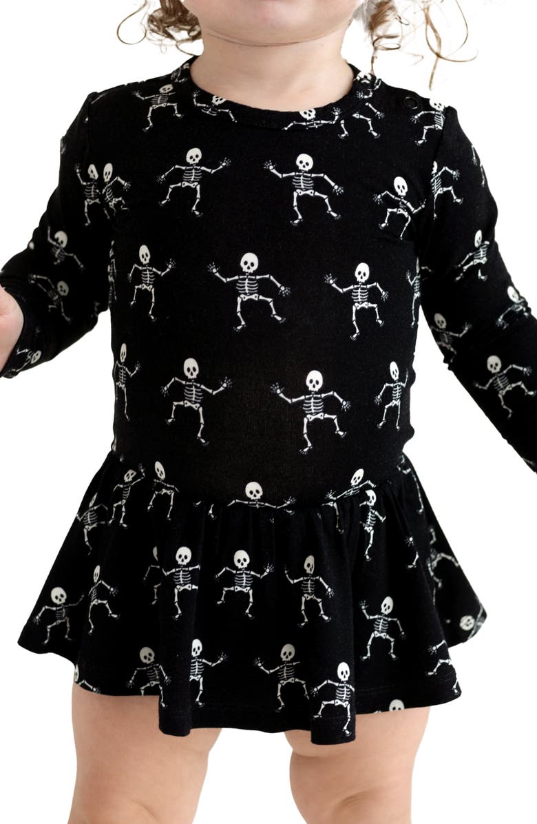 Posh Peanut Kids' Dancing Skelly Long Sleeve Dress, Alternate, color,