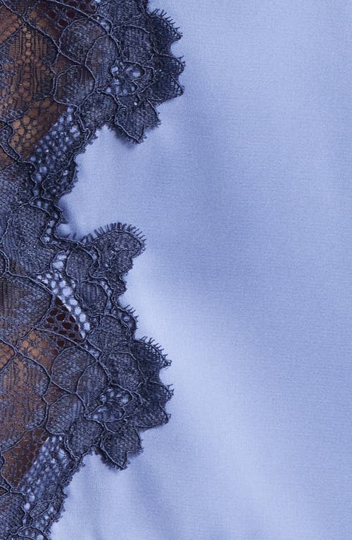 Open Edit Lace Trim Stretch Satin Crop Pajamas In Blue