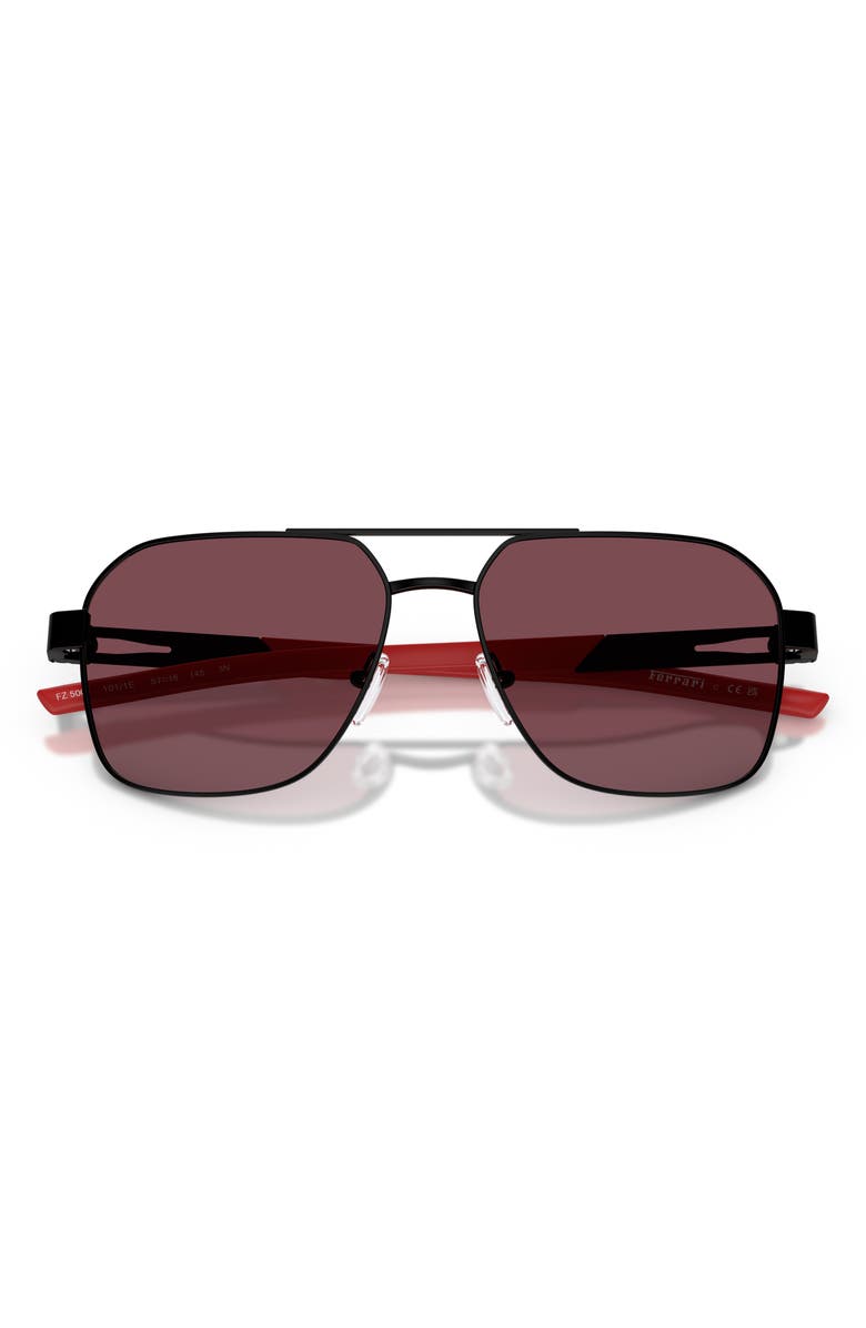 Scuderia Ferrari 57mm Square Sunglasses, Alternate, color, Matte Black / Red Ferrari