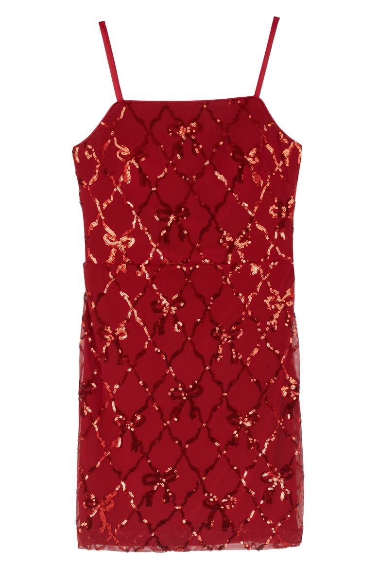 Kids' Sequin Diamond Bow Dress, Main, color, RED