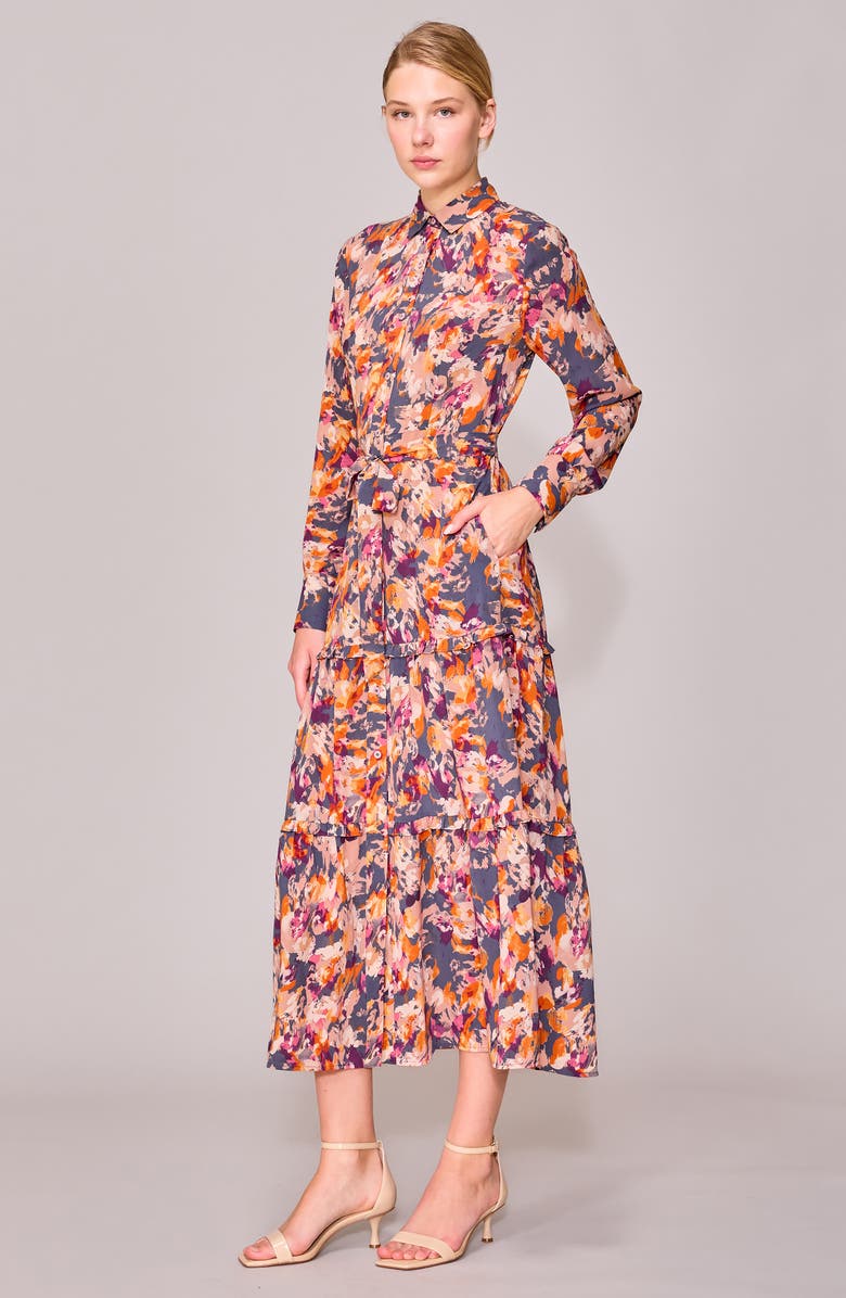 MELLODAY Long Sleeve Midi Shirtdress, Alternate, color,