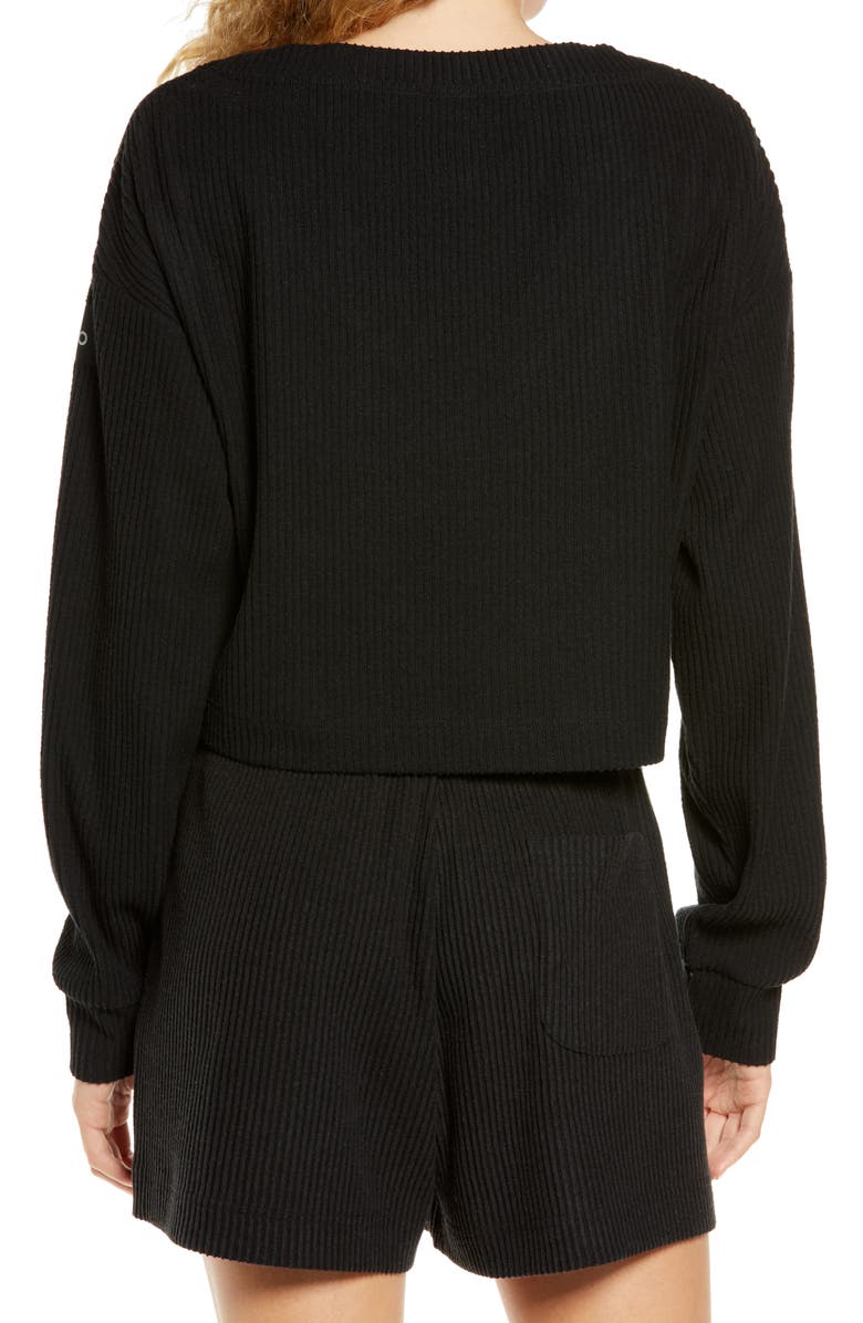 Alo Muse Ribbed Crop Pullover, Alternate, color,