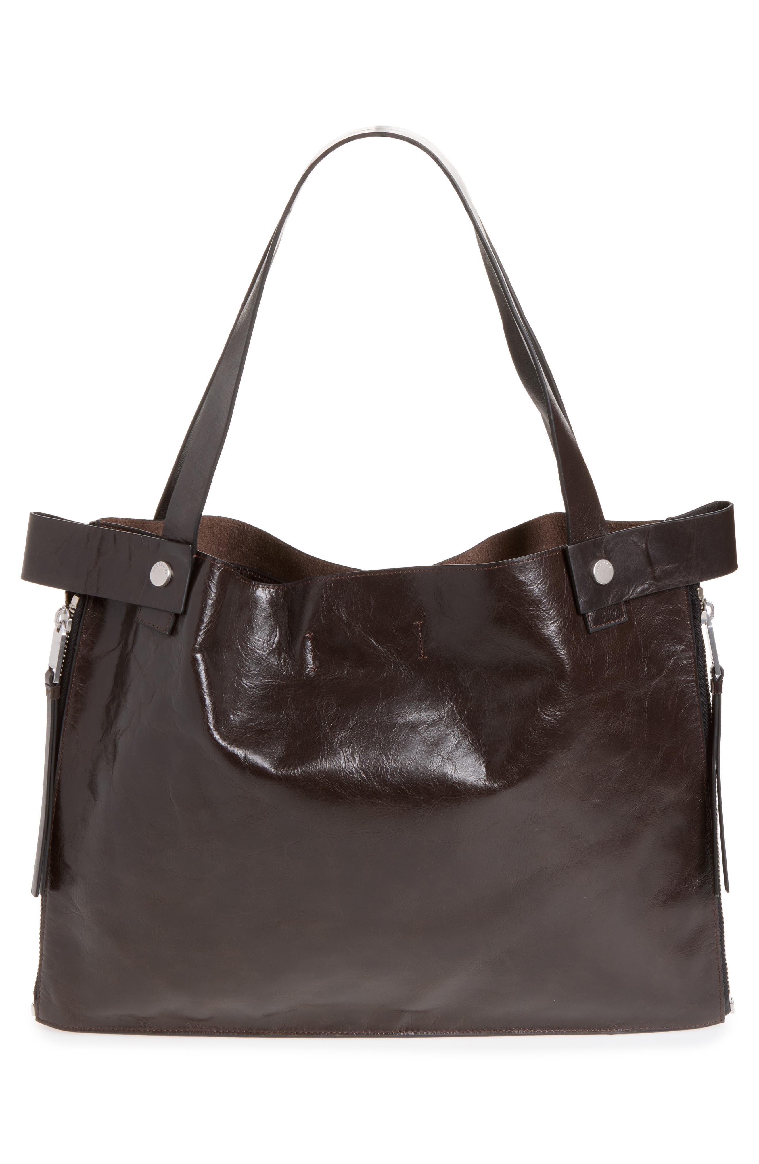 Marlo E/W Leather Tote, Alternate, color, BITTER BROWN