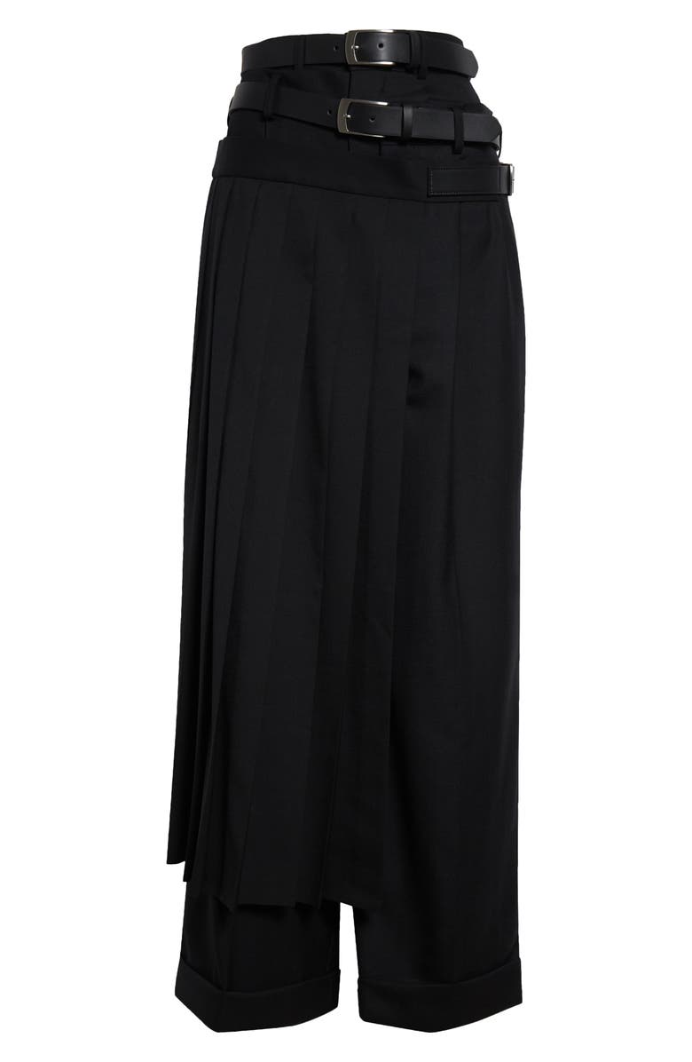 Junya Watanabe Wool Blend Serge Belted Skirt Pants, Alternate, color, 