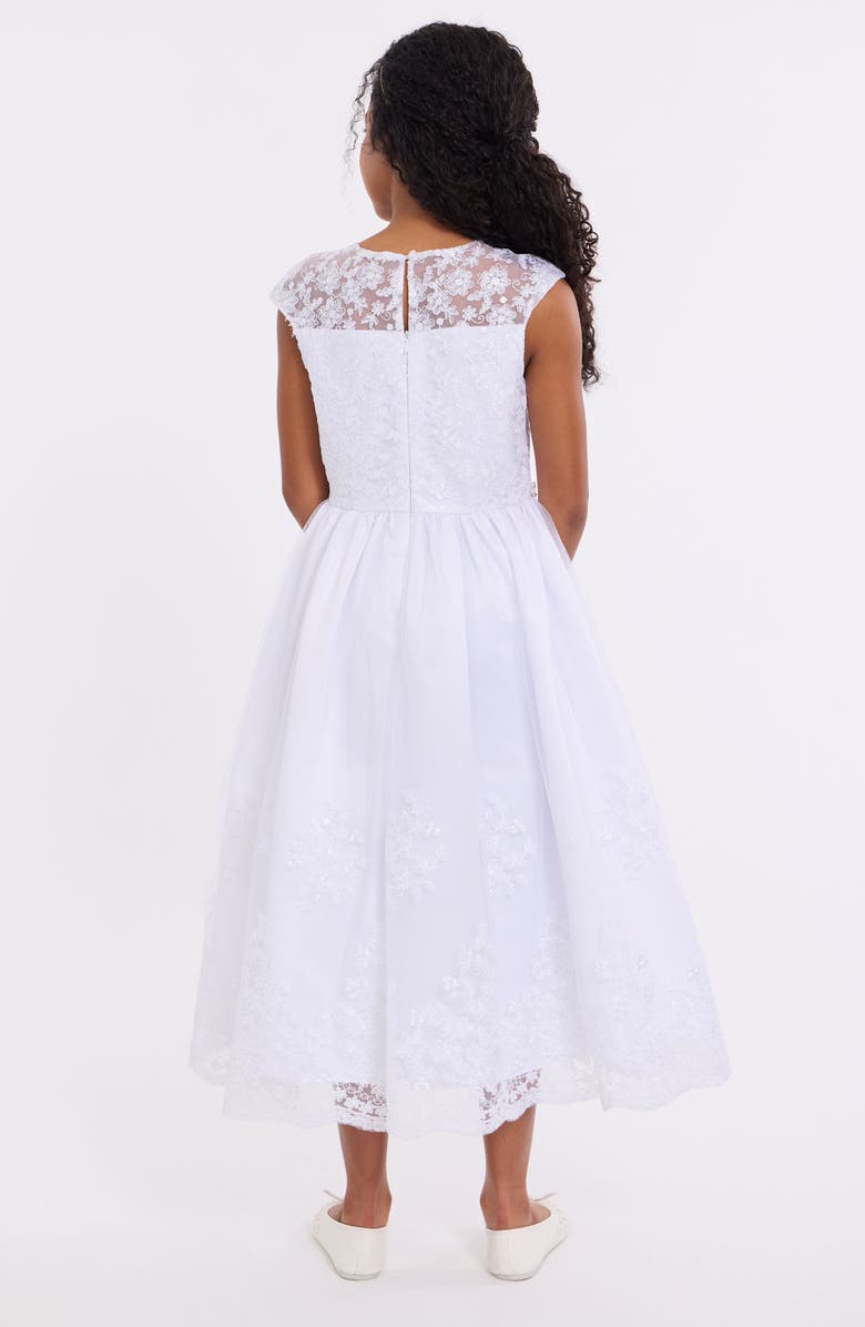 Iris & Ivy Embroidered Cap Sleeve Communion Dress, Alternate, color,