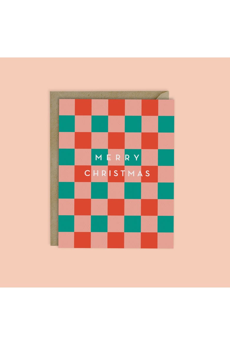 Merry Christmas Checkerboard Card-Boxed Set of 8 cards, Alternate, color, Multi