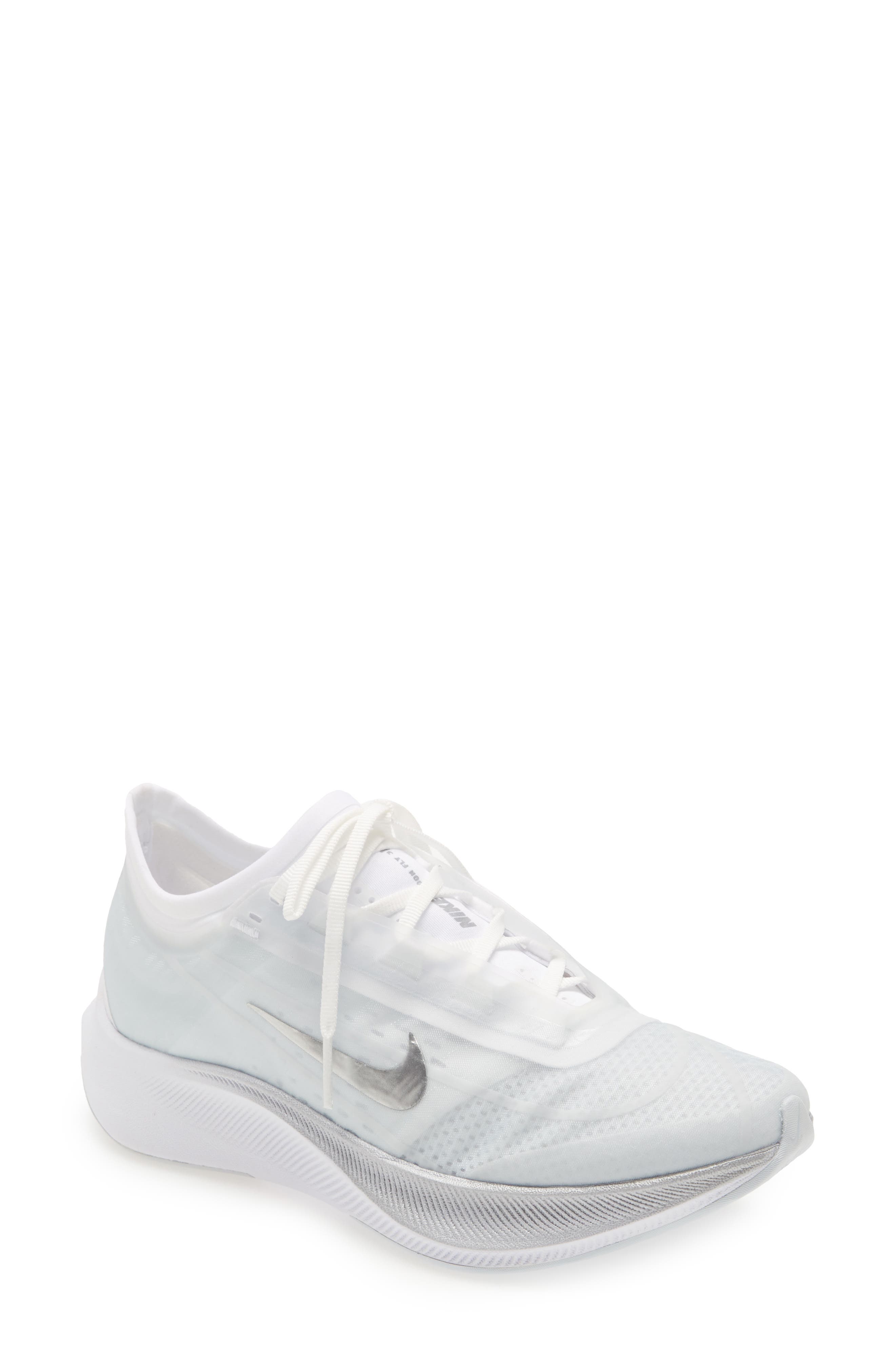 Zoom Fly 3 Running Shoe, Main, color, PLATINUM/ SILVER/ WHITE/ AURA