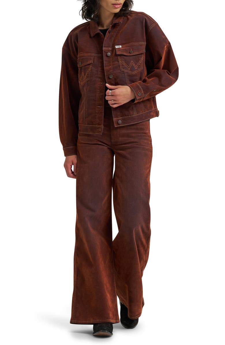 Wrangler Flocked Denim Cowboy Jacket, Alternate, color, Cinnamon Hill