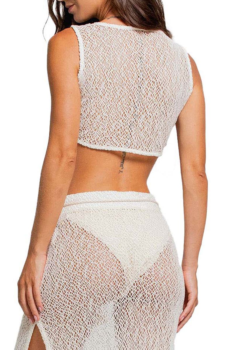 Cosita Linda Sheer Crop Cotton Blend Crochet Cover-Up Top, Alternate, color, 