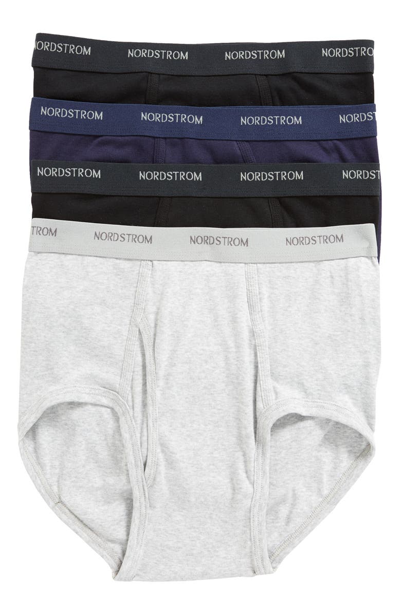 Nordstrom 4-Pack Supima<sup>®</sup> Cotton Briefs, Main, color, Black/ Navy/ Grey