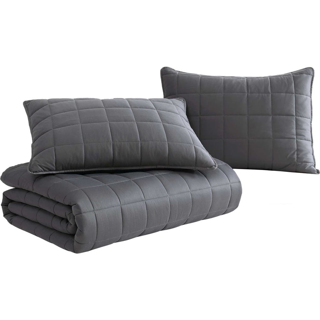 Nautica Solid Brushed Jersey Quilt Set In Whale Grey