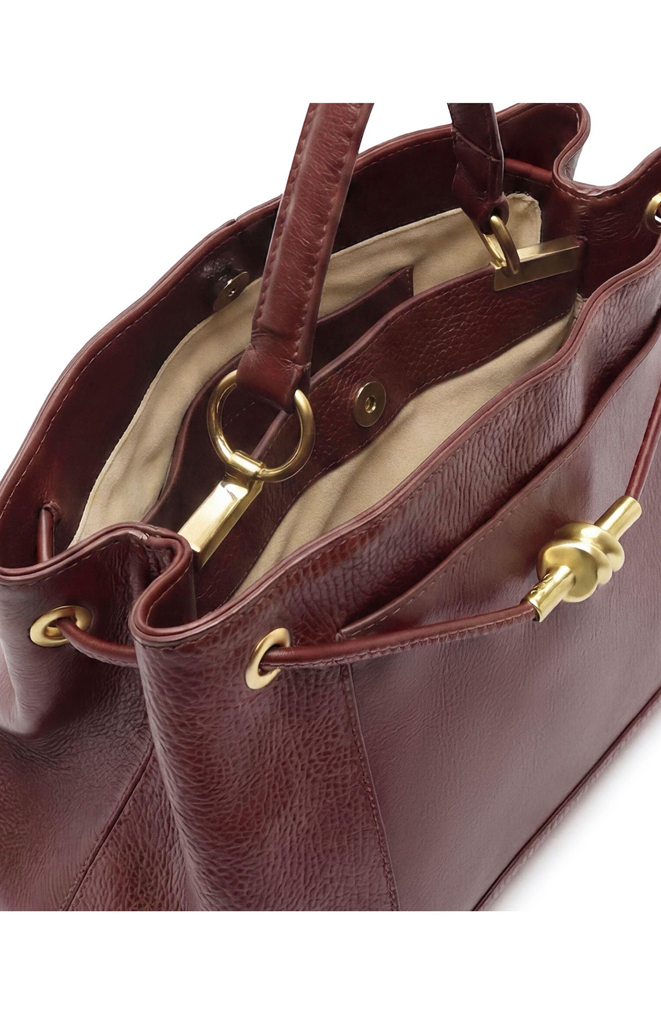 Delphine Large Leather Shopper, Alternate, color, FRESH RUBY