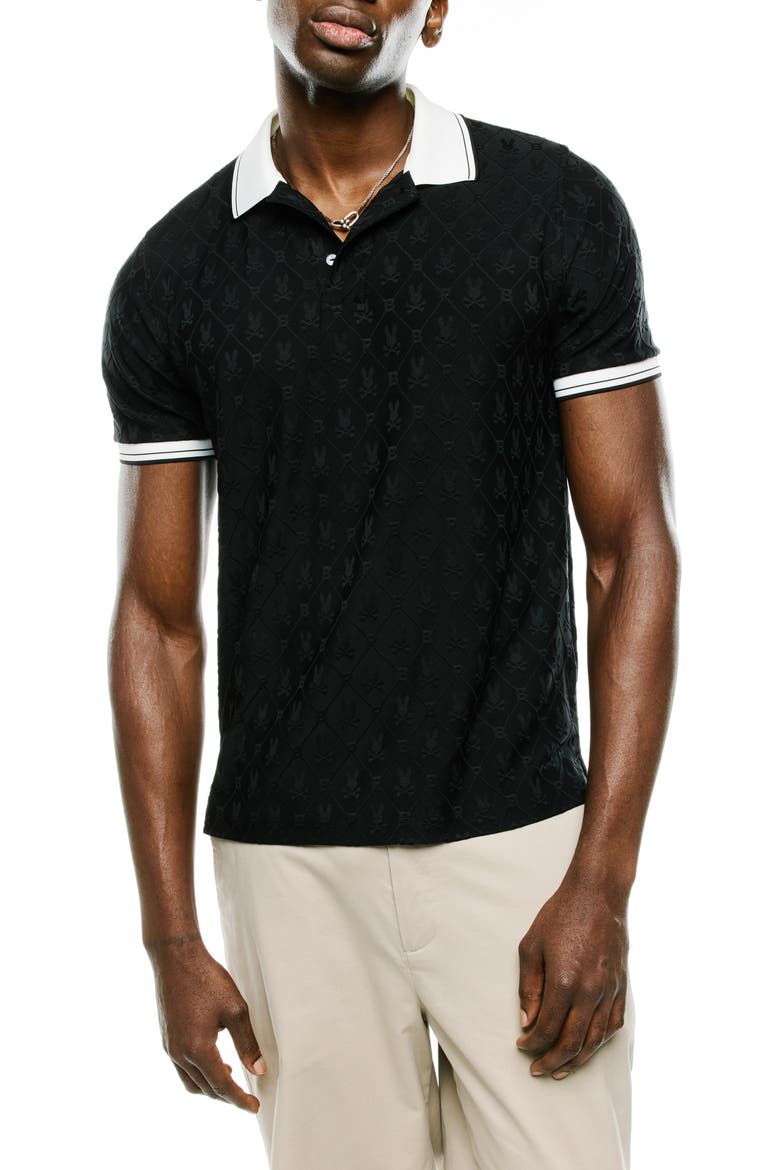 Garry Performance Jacquard Polo, Main, color, BLACK
