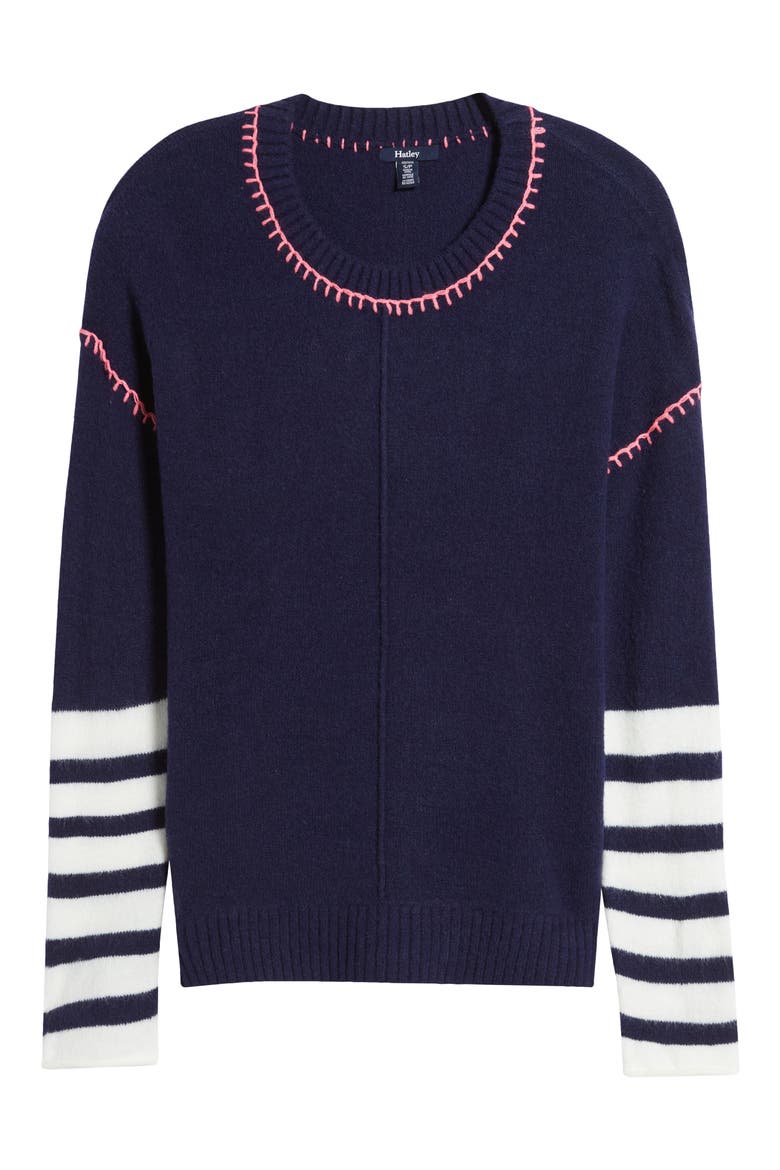 Avery Blanket Stitch Sweater, Alternate, color, BLUE