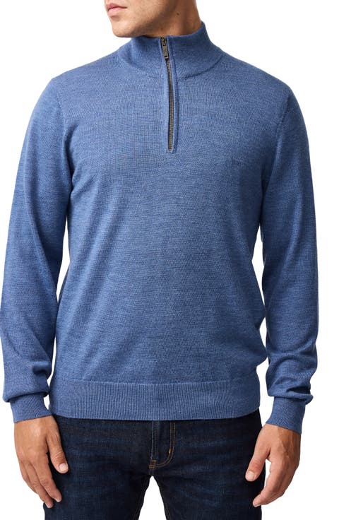 Nobles Funnel Neck Merino Wool Half Zip Sweater