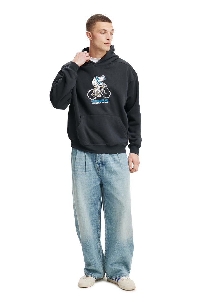 Cotton On Men's Michelin Box Fit Hoodie, Alternate, color, Lcn Mic Washed Black