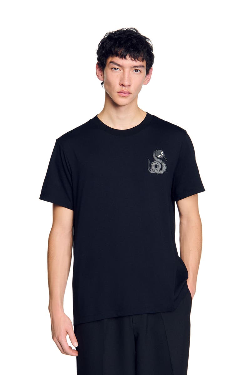 SANDRO T-shirt with Square Cross patch, Main, color, 