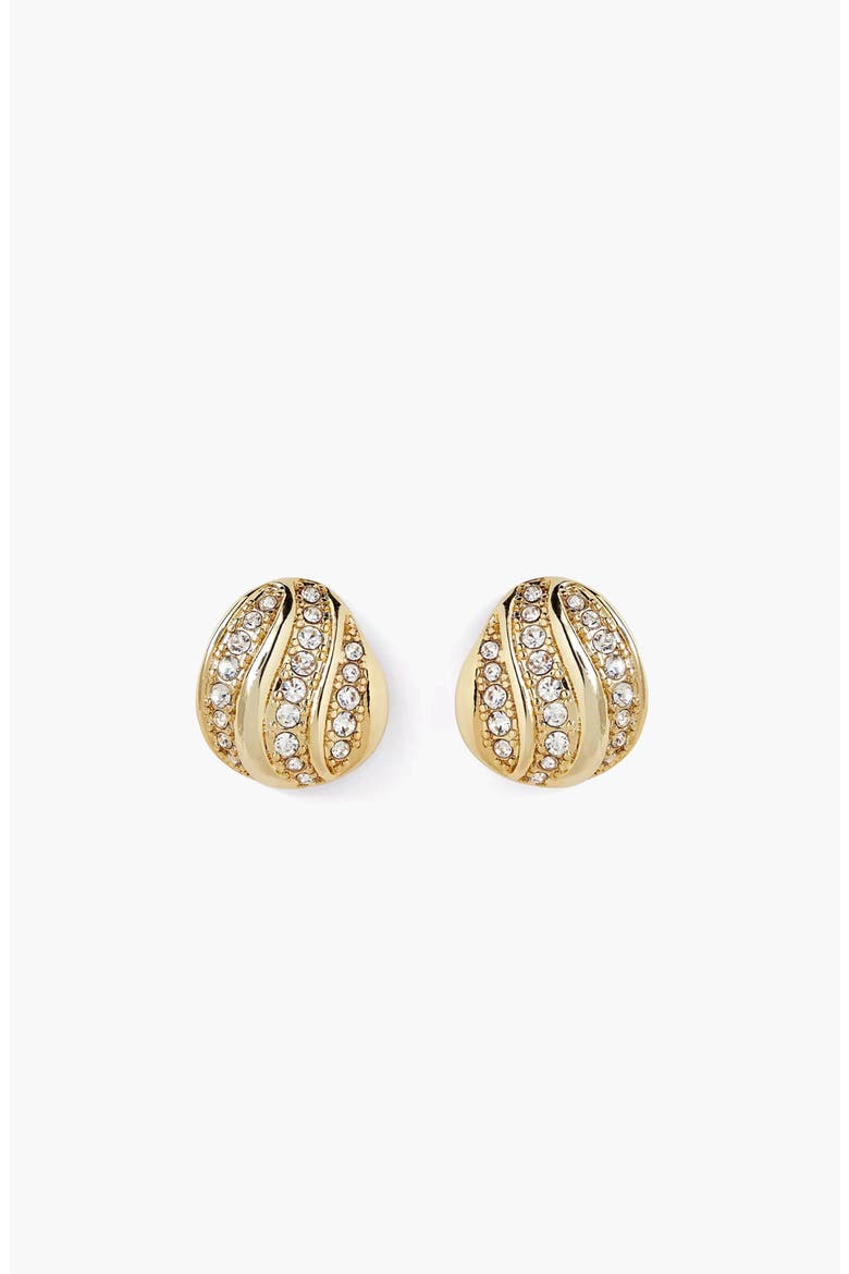 Twerti Pave Midi Studs In Gold & Crystals, Main, color, Gold