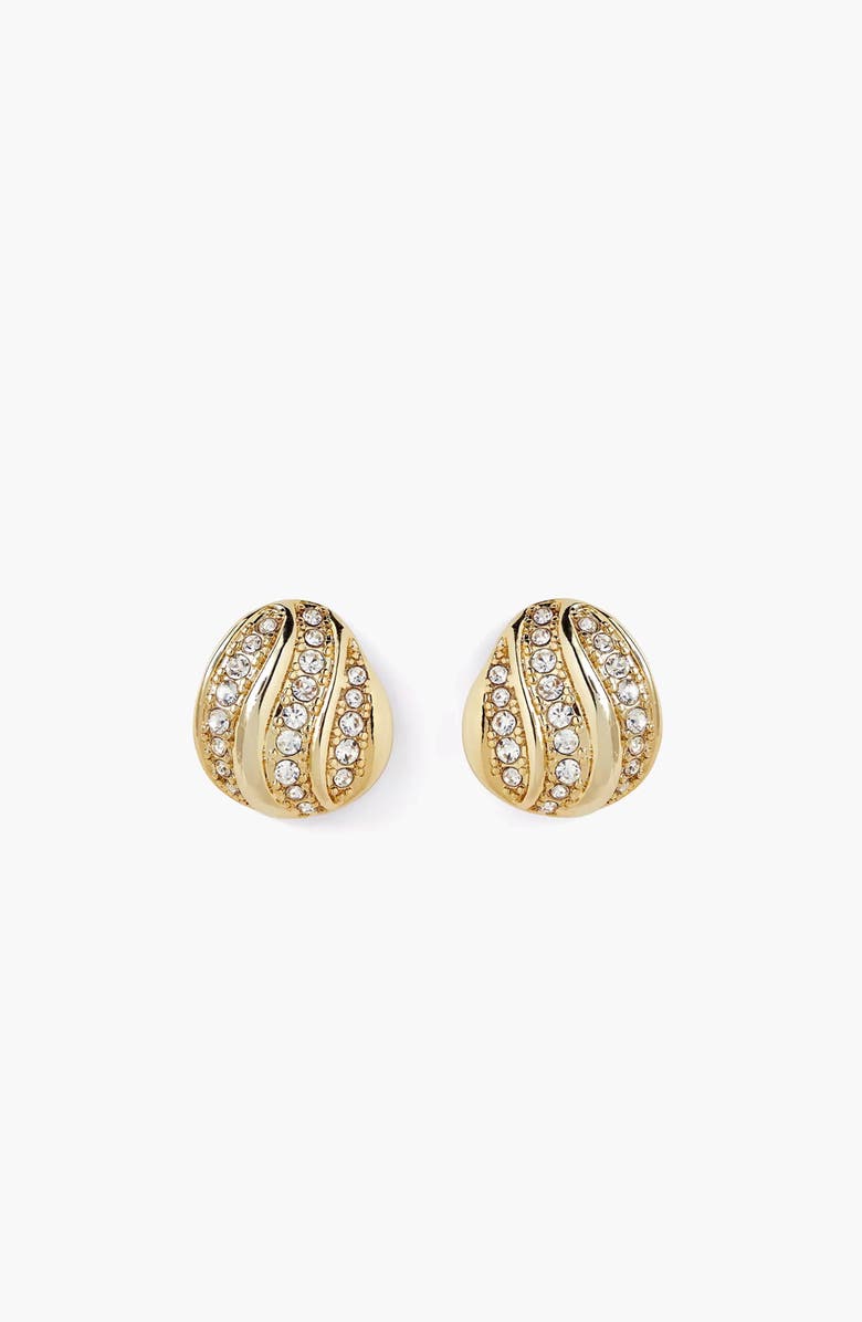 YOJ Twerti Pave Midi Studs In Gold & Crystals, Main, color, Gold