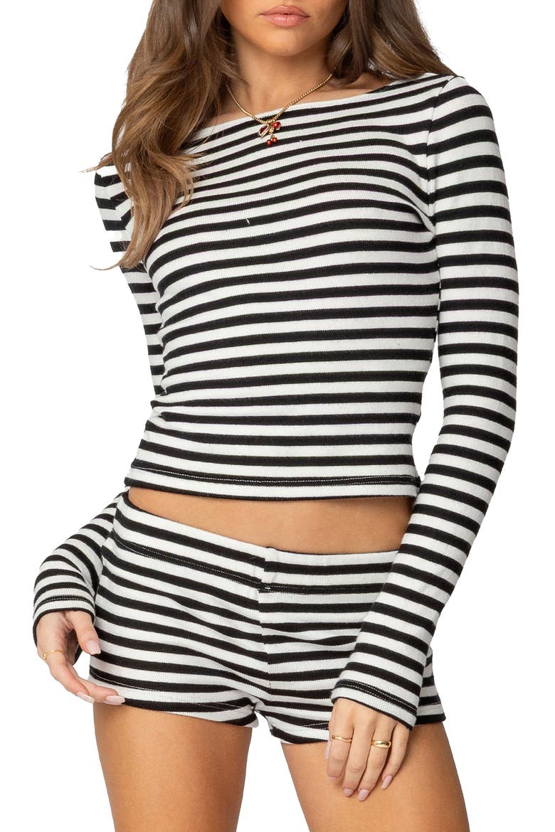Hali Stripe Knit Long Sleeve Top, Main, color, BLACK-AND-WHITE