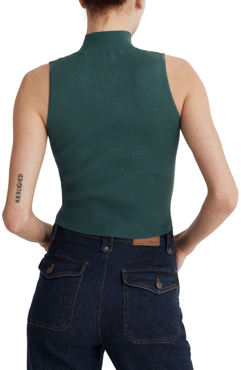 Madewell Mock Neck Wide Rib Sweater, Alternate, color, Spruce