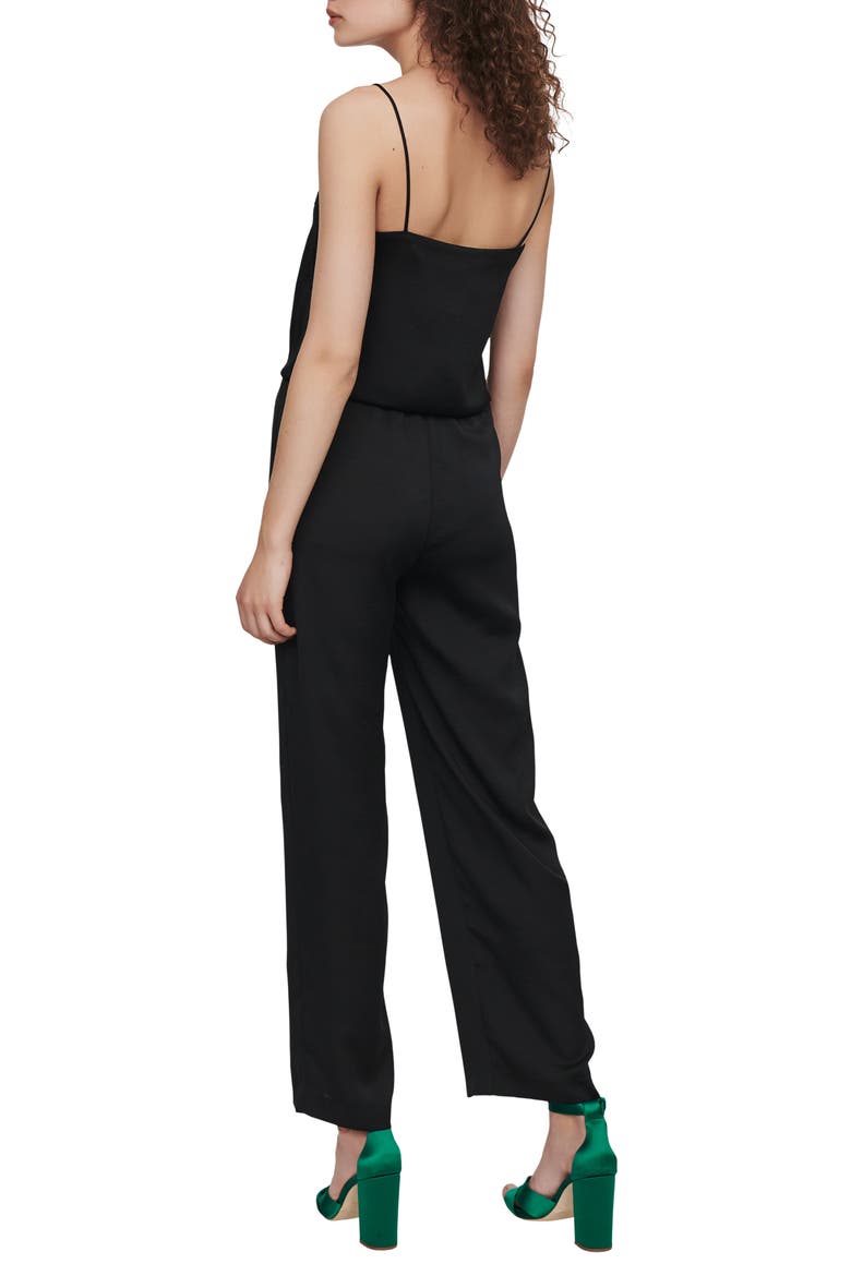 Paulie Lace Detail Satin Jumpsuit, Alternate, color, BLACK