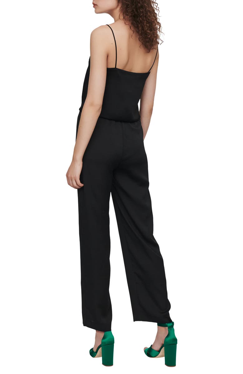 maje Paulie Lace Detail Satin Jumpsuit, Alternate, color, 