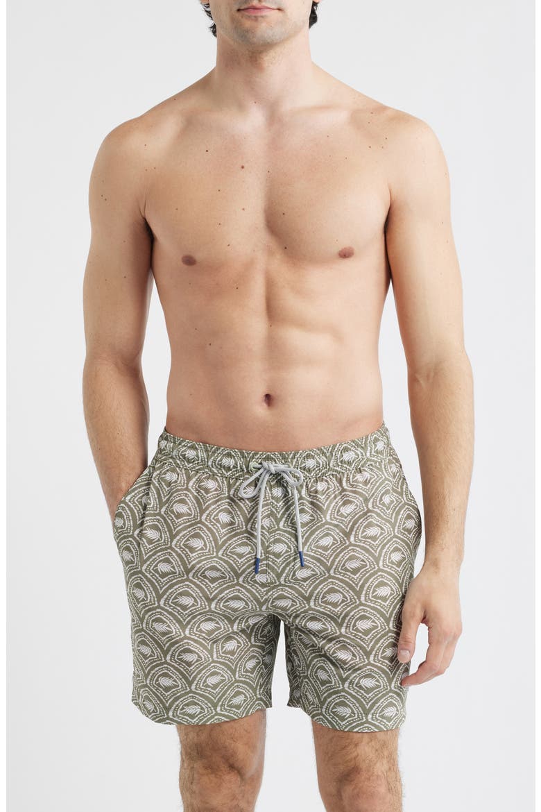Naples Palm Tropics 6-Inch Swim Trunks, Main, color, SEA CLAY