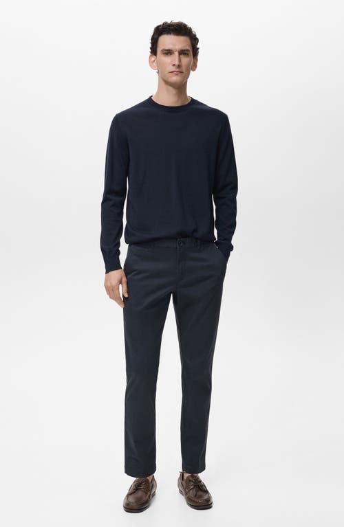 Mango Prato Crop Tapered Stretch Cotton Chinos In Blue