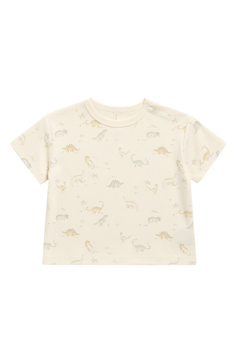 QUINCY MAE Dinosaur Boxy Graphic T-Shirt, Main, color, Ivory