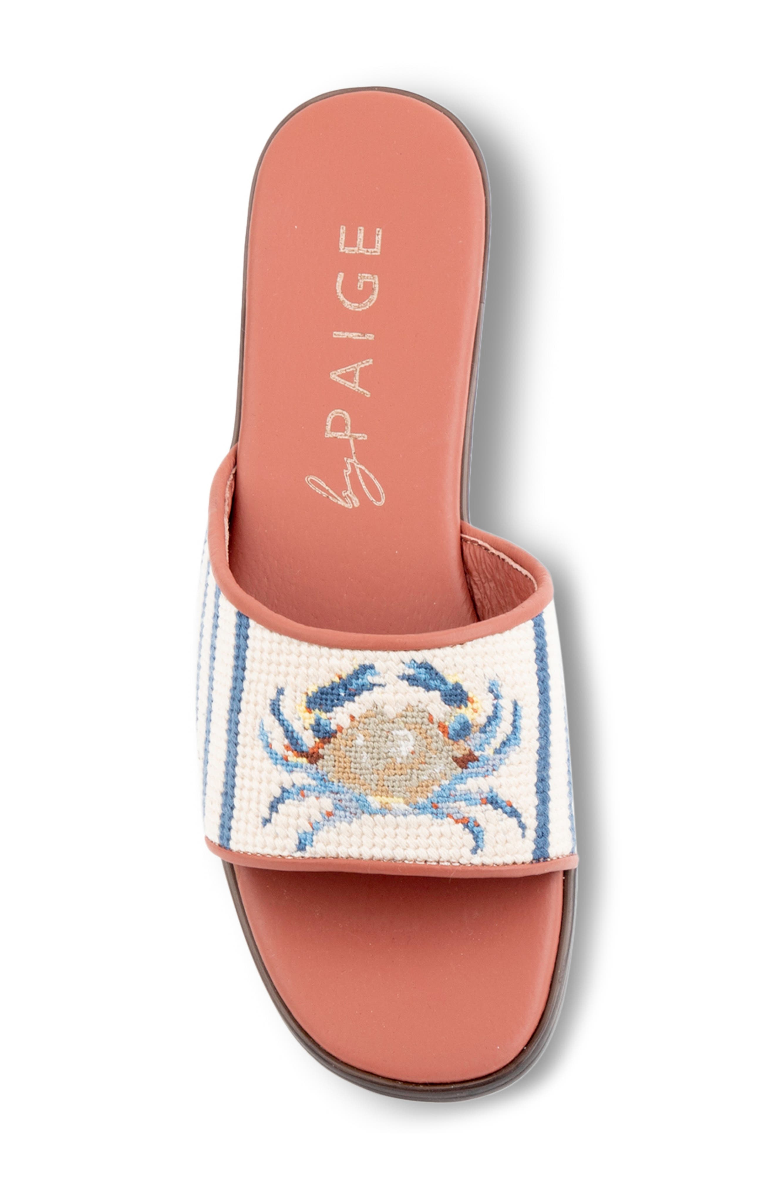 ByPaige Needlepoint Crab Slide Sandal, Alternate, color, 